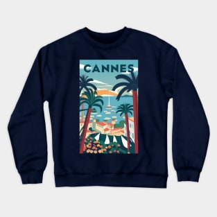 A Vintage Travel Art of Cannes - France Crewneck Sweatshirt